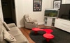 Living room with 80 inch TV