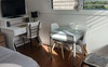 Desk, TV, eating area