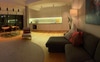 Large, modern combined living, dining, kitchen. 