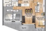 Floor plan. Bedrooms 1 and 2 available. 