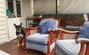 Upstairs back deck with Banksy the kelpie 