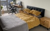 Fits a queen bed, two bedside tables and desk