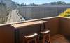 Sunny balcony with city views