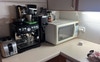 kitchen with coffee machine, soda maker, microwave
